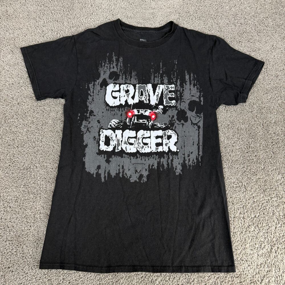 Monster Jam Shirt Mens Small Black Grave Digger Monster Trucks Short Sleeve